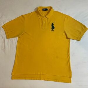 Men’s Big & Tall Polo by Ralph Lauren Yellow Shirt w/ Big Green Pony size LT